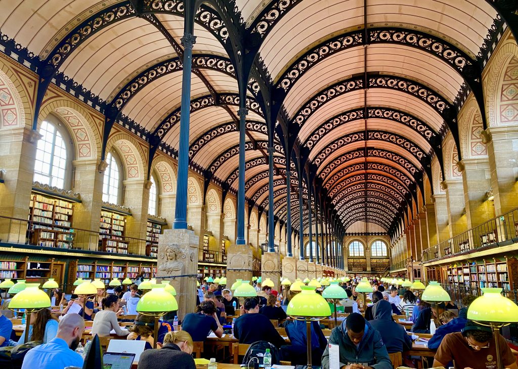 The reading room in Saint Genevieve library of Paris