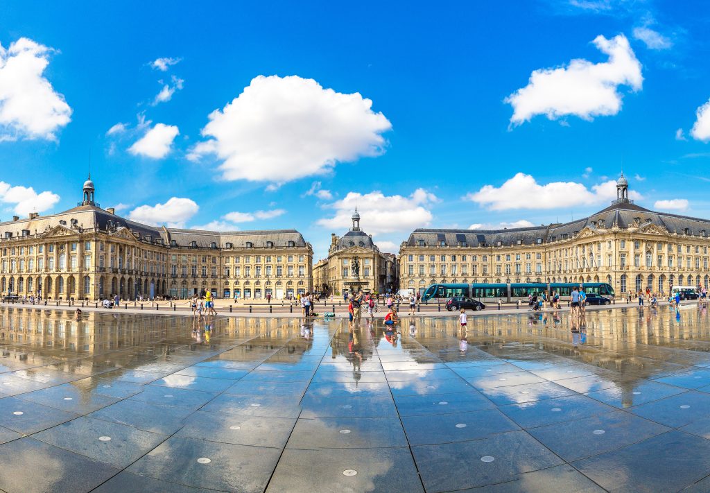 BORDEAUX, FRANCE: Place de la Bourse in Bordeaux in a beautiful summer day, France 