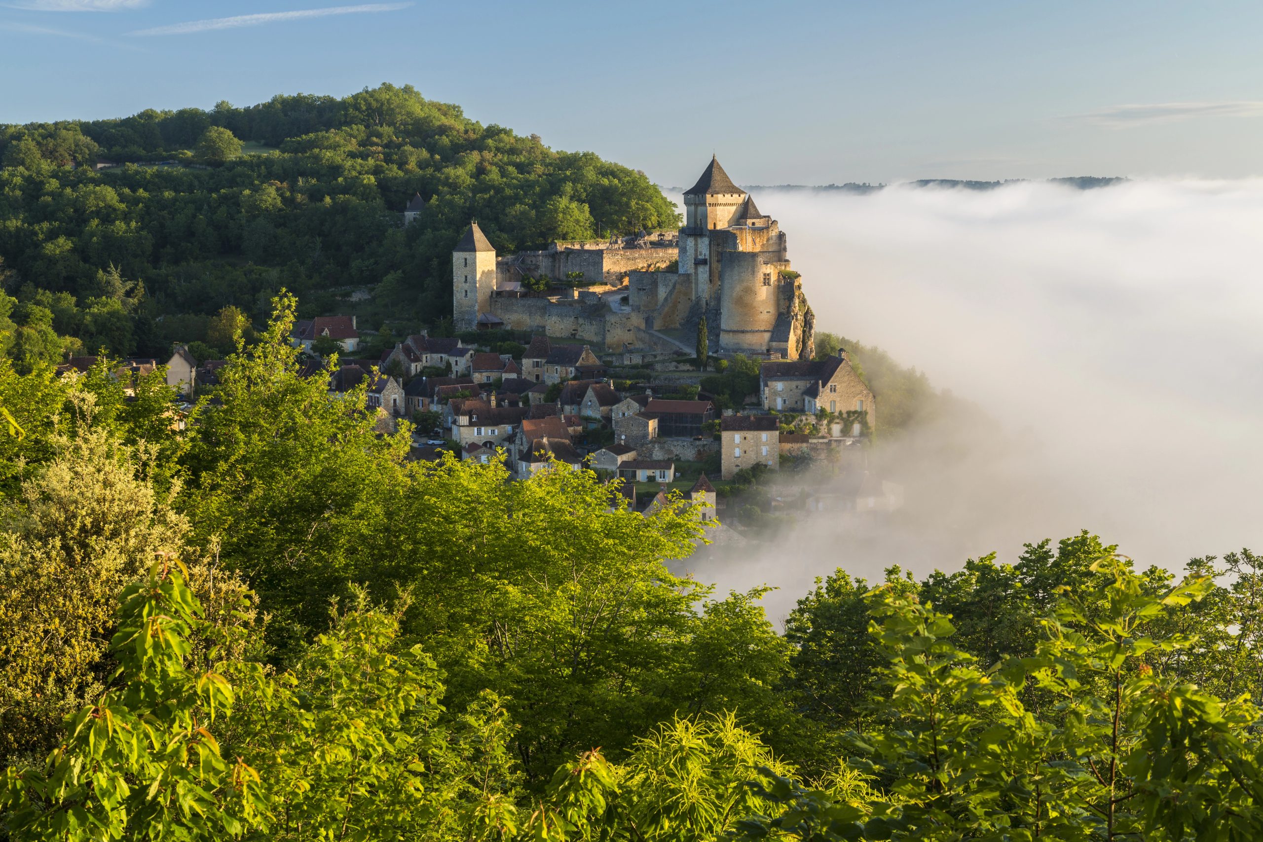 Morning mist, Castelnaud, Dordogne, Aquitaine, France