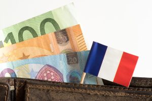 Remove BG Save Share Sample Flag of France, wallet and euro bills