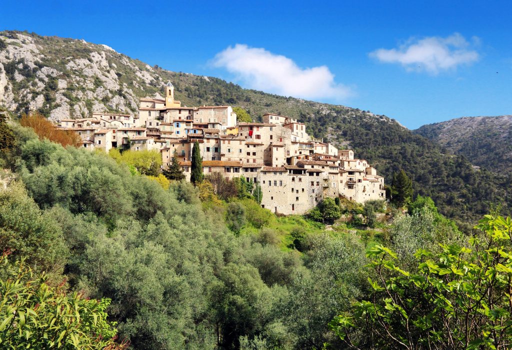 The small village of Peillon in the olive trees of the French Riviera. 