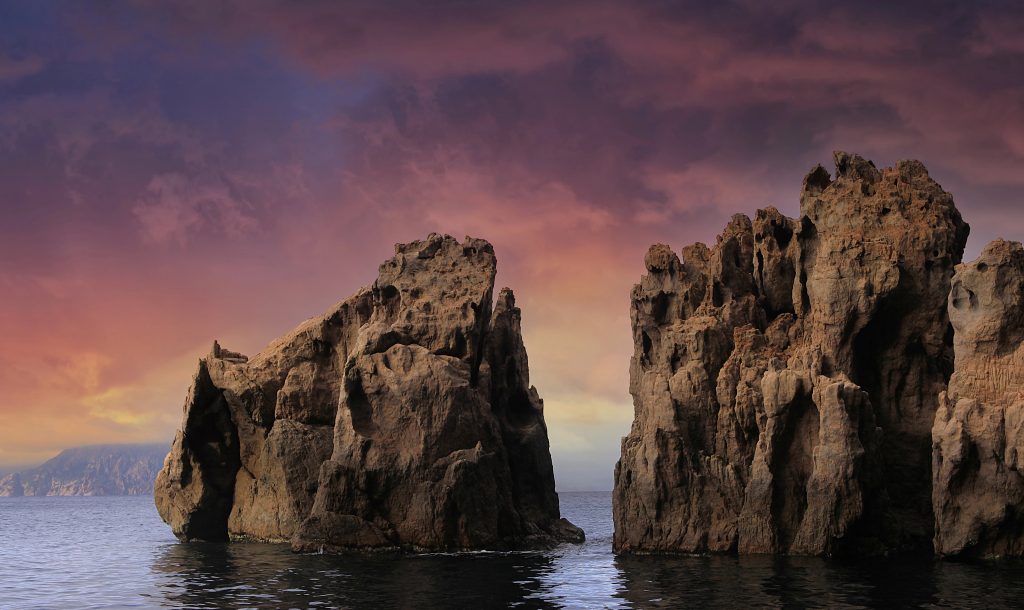 Calanques cliffs of Piana, on mediterranee sea, Corse, france