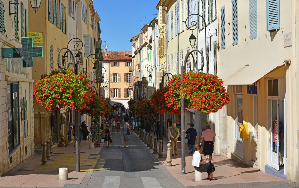 Antibes Street in Autumn, Southern Provence, France in Septembre