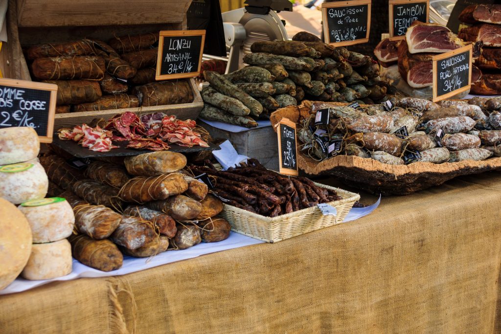 Sausages in a French Market, Corsica